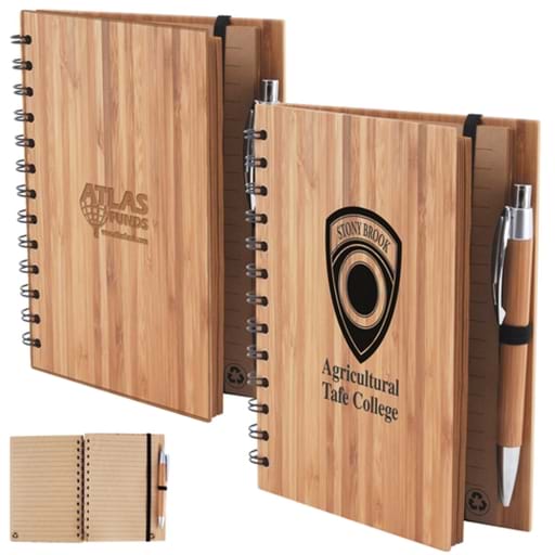 Bamboo Cover Notebook With Pen